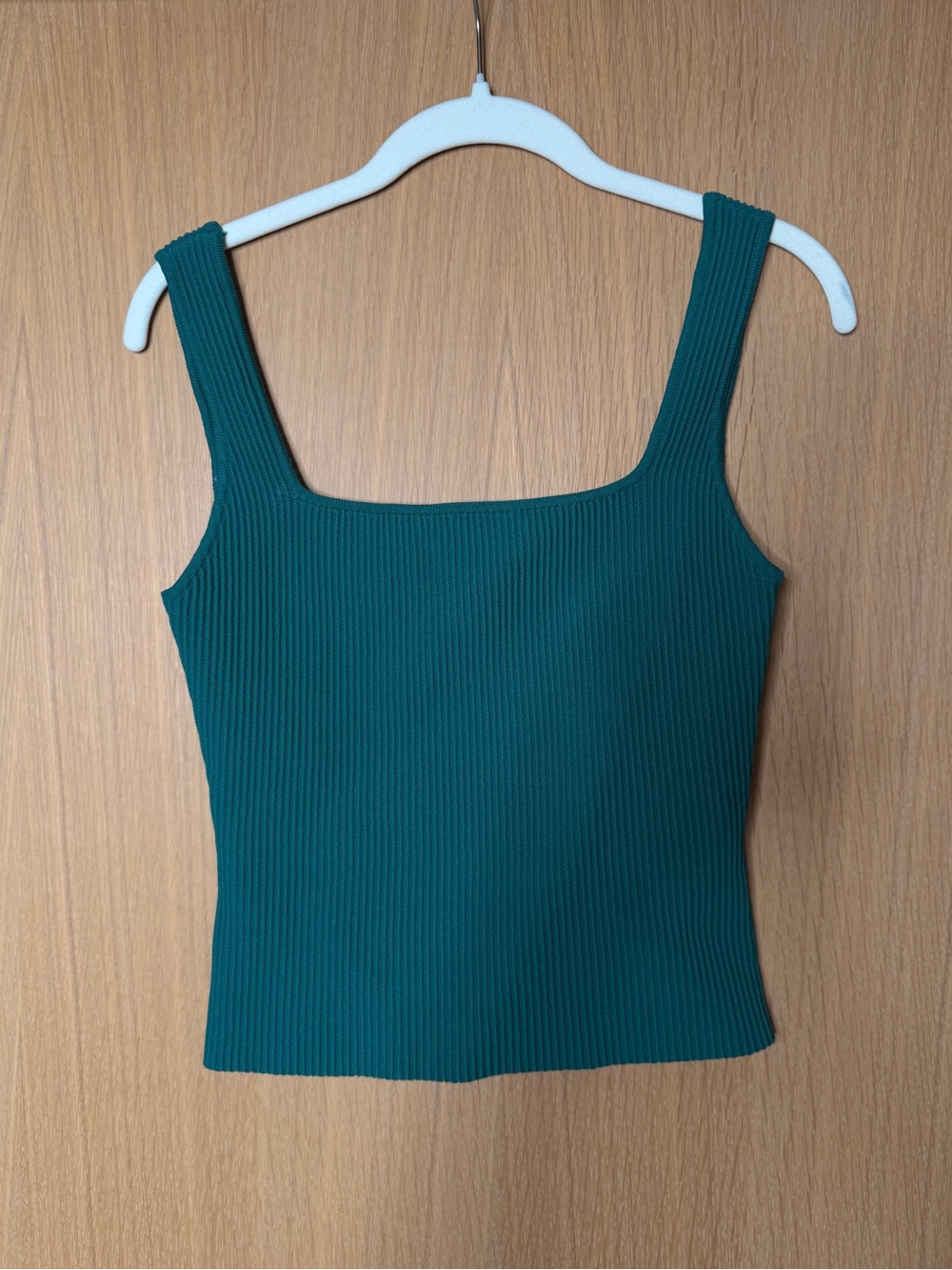 Ribbed Square-Neck Tank Top - Teal